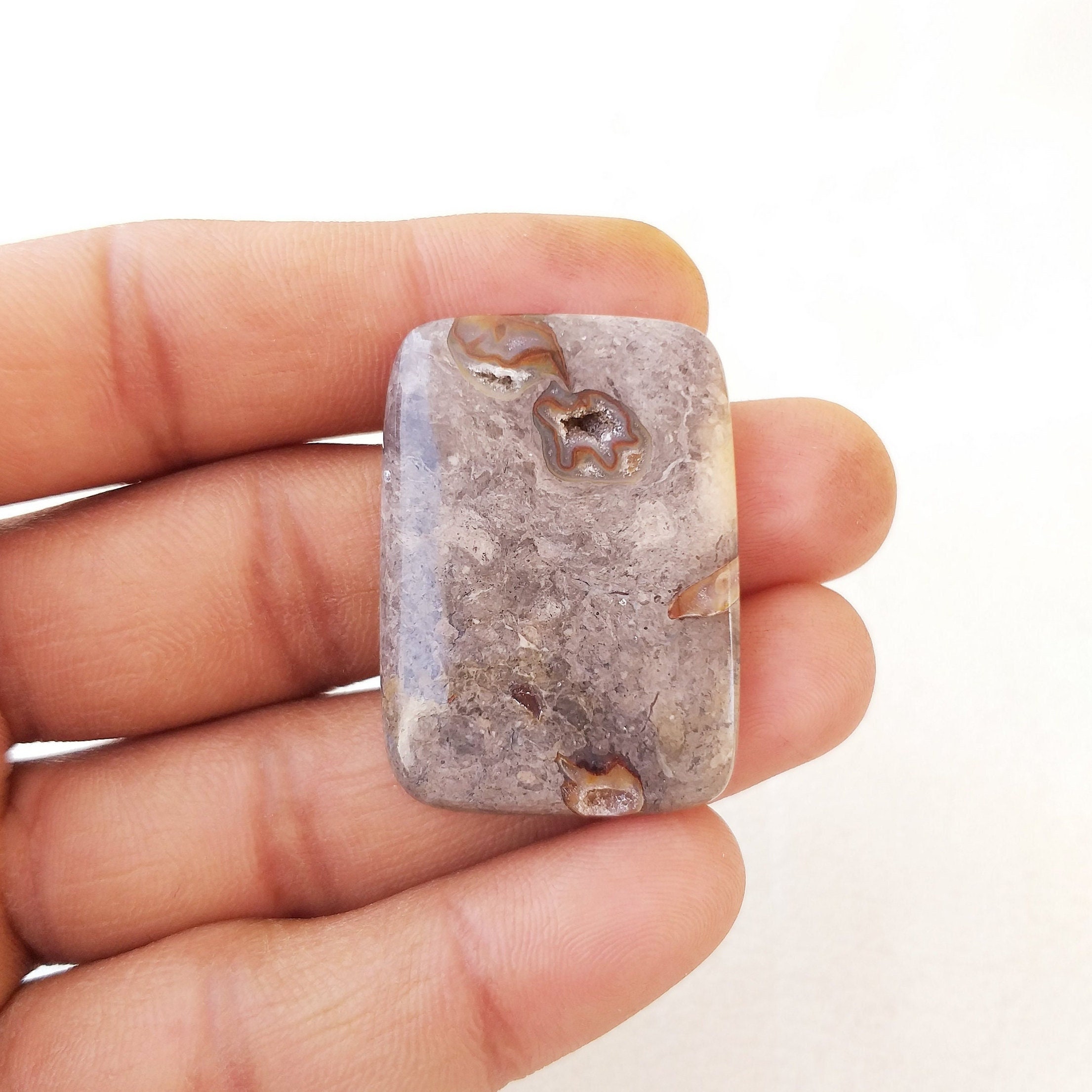 Baguette Rock Calcite Cabochon: Silversmith Gemstone (39x28x6 Mm, 49.9 Carat