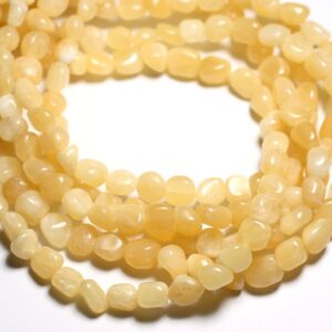 Fil 39cm 44pc Environ - Perles Pierre Calcite Nuggets Cubes Ovales Olives 6-12mm Blanc Jaune