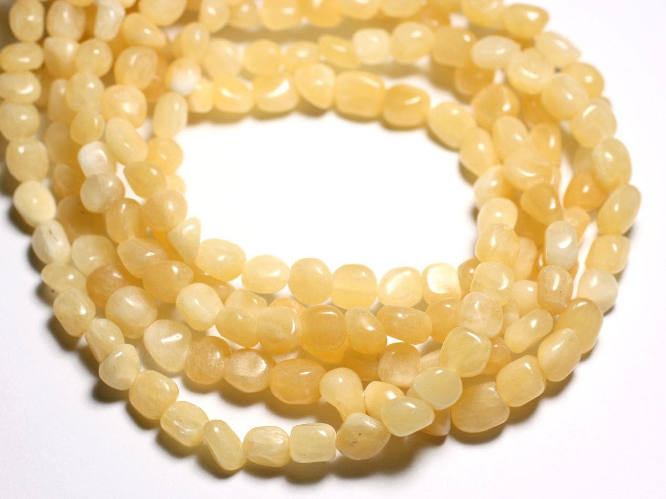 Fil 39cm 44pc Environ - Perles Pierre Calcite Nuggets Cubes Ovales Olives 6-12mm Blanc Jaune