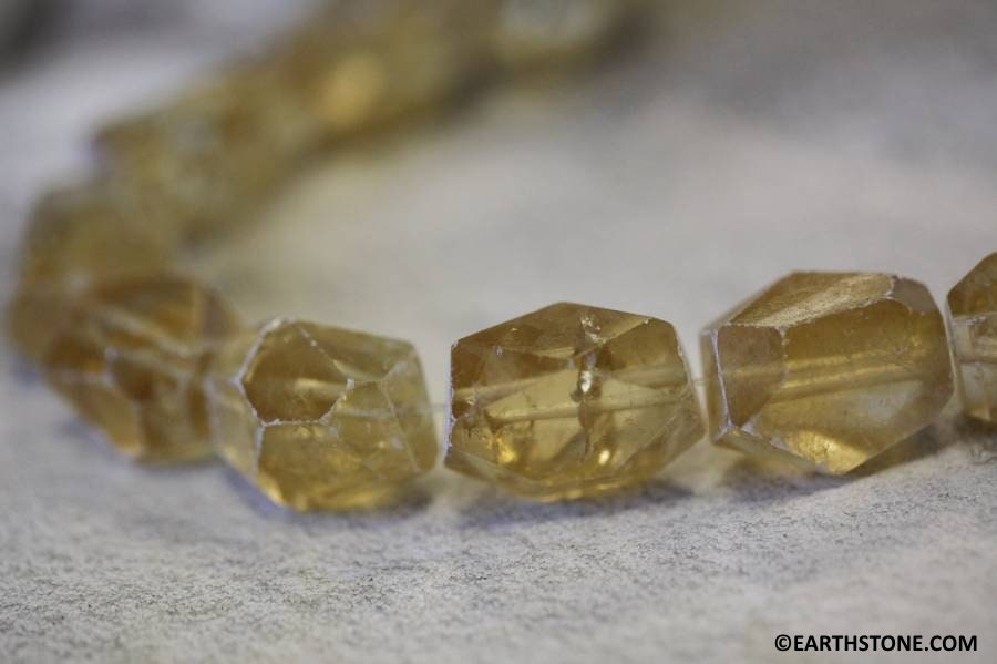 Honey Calcite 16x18mm Faceted Nugget Beads 16" Strand Size Varies