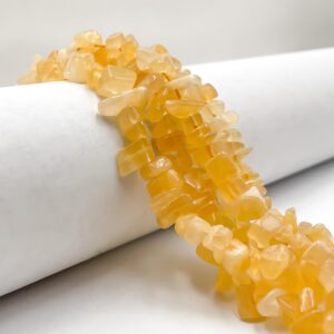 Natural Honey Calcite Irregular Pebble Nugget Chips Approx. 7-8mm 15.5" Strand