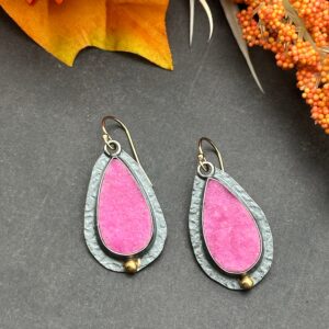 Cobaltoan Calcite Mixed Metals Artisan Earrings