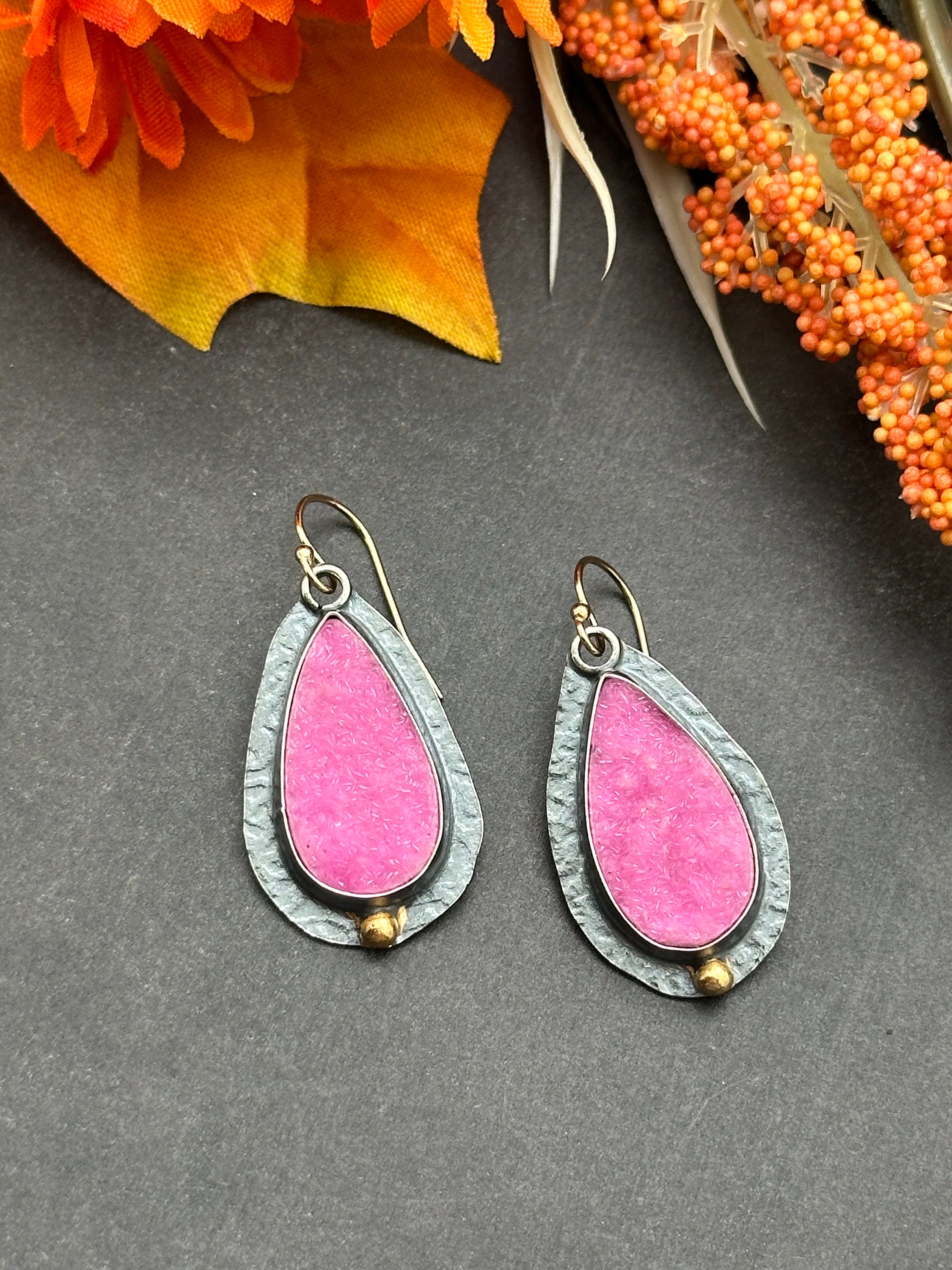 Cobaltoan Calcite Mixed Metals Artisan Earrings