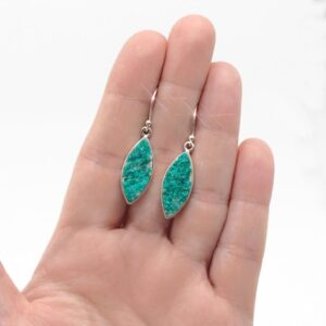 Earth And Sky - Beautiful Natural Teal Chrome Dioptase And Calcite Sterling Silver Earrings Earth And Sky - Beautiful Natural Teal Chrome Dioptase And Calcite Sterling Silver Earrings