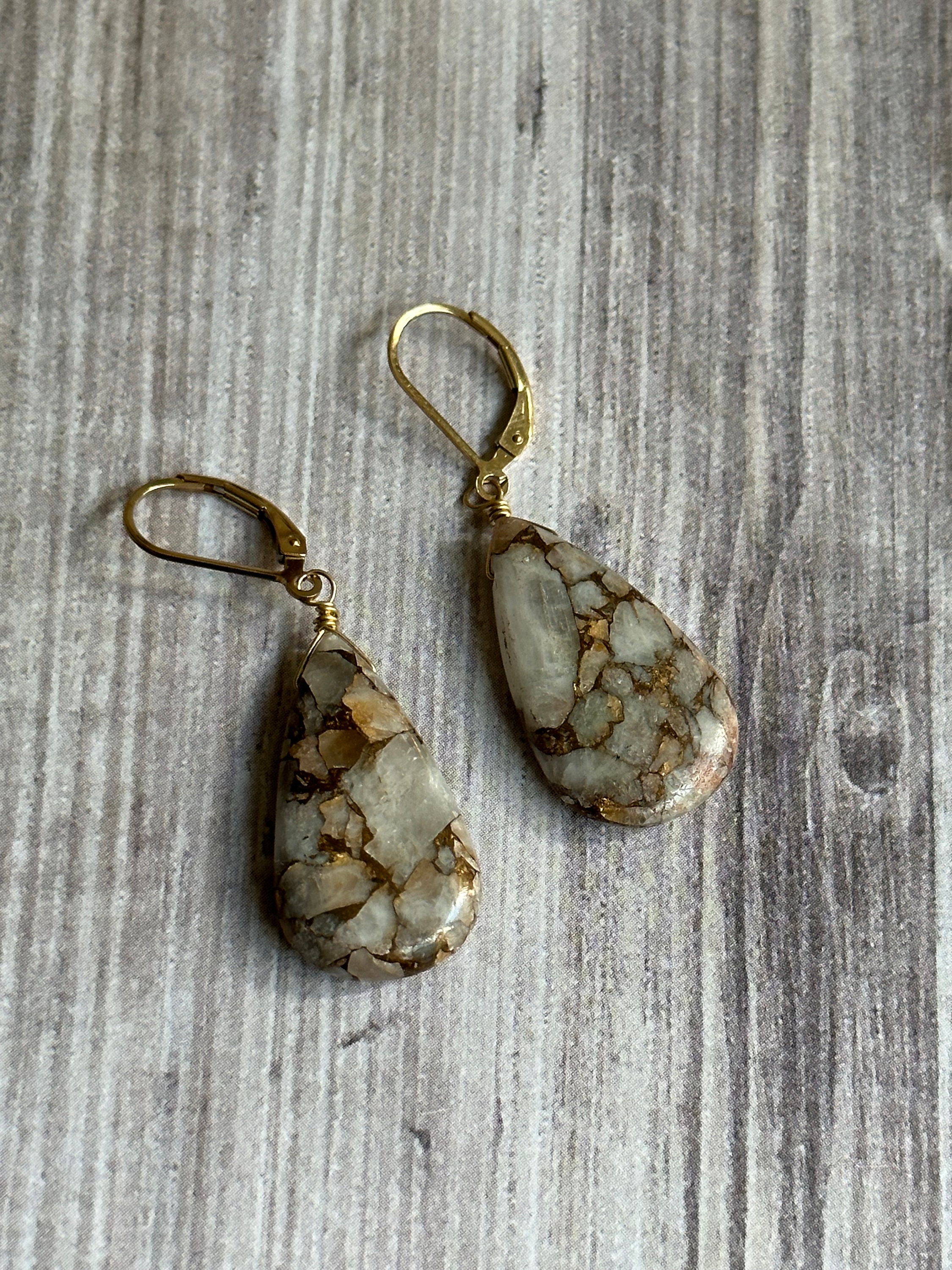 Calcite In Copper Earrings
