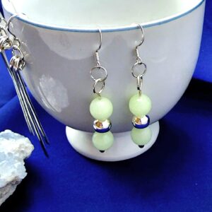 Sterling Silver Green Cave Calcite Earrings, glow in the dark stones, handmade wire stone earrings, Rocky Road Jewelry Sterling Silver Green Cave Calcite Earrings, glow in the dark stones, handmade wire stone earrings, Rocky Road Jewelry