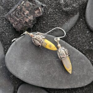 Sterling Silver Earrings With Yellow Calcite Sterling Silver Earrings With Yellow Calcite