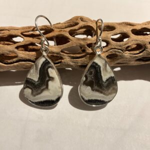 Sterling silver zebra  calcite earrings