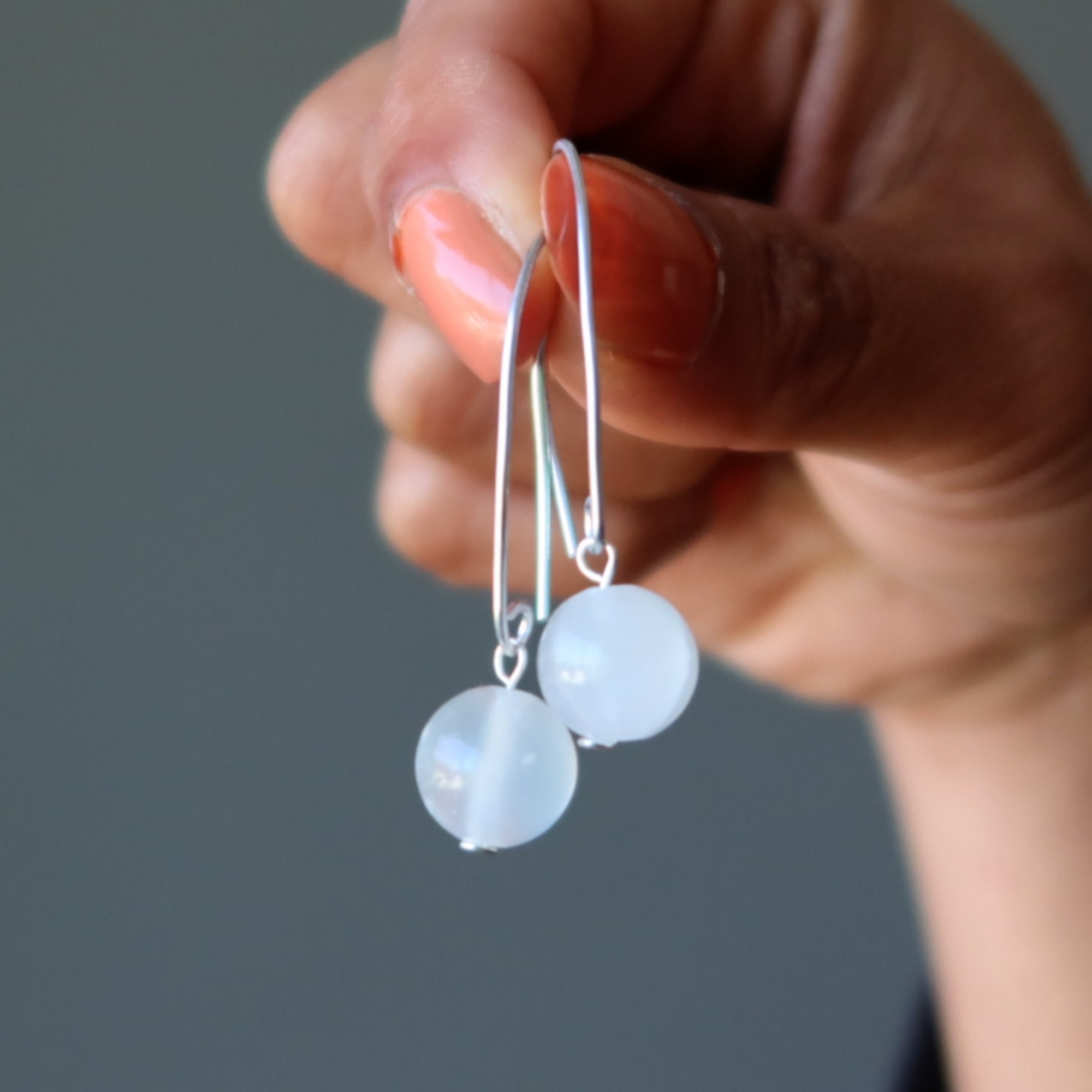 White Calcite Earrings Mind Opening Clear Crystal Stones