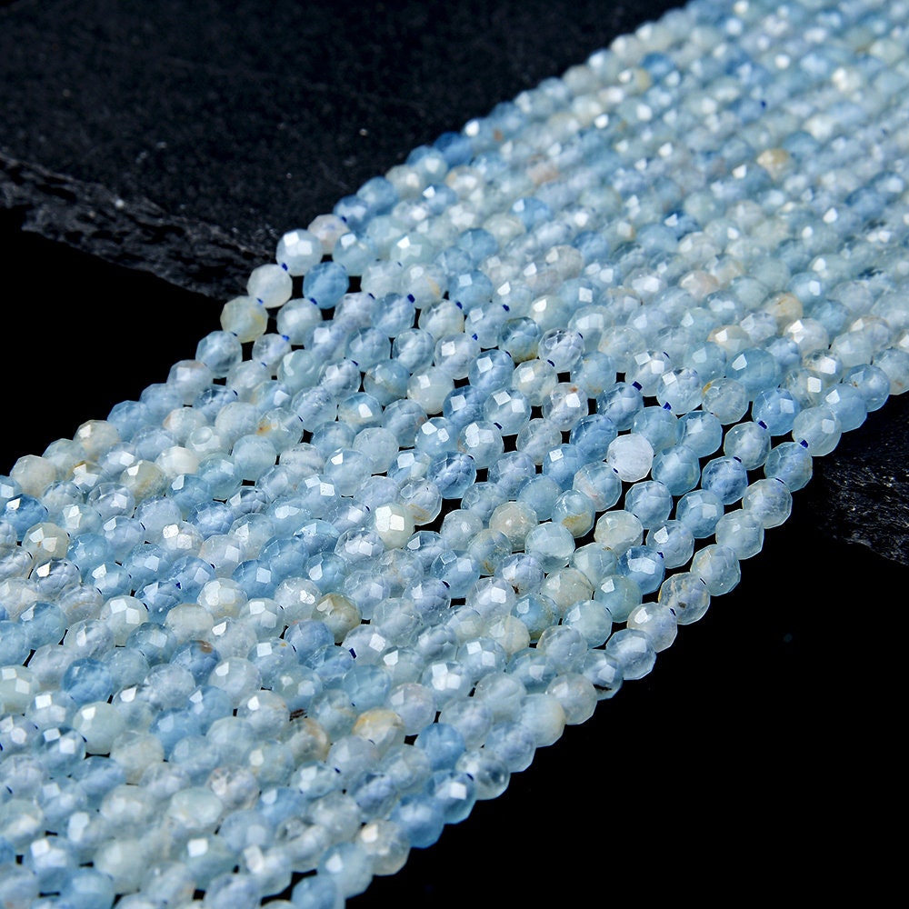 4mm Lemurian Aquatine Calcite Gemstone Rare Argentina Grade Aaa Micro Faceted Round Beads 15 Inch Full Strand (80016827-p66)