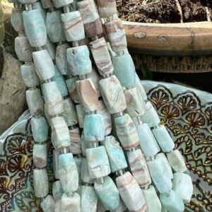 Natural Rustic Caribbean Calcite Faceted Matte Drum / 12-18mm / Just over 15" / RARE Natural Rustic Caribbean Calcite Faceted Matte Drum / 12-18mm / Just over 15" / RARE
