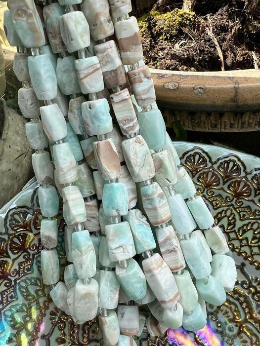 Natural Rustic Caribbean Calcite Faceted Matte Drum / 12-18mm / Just Over 15" / Rare