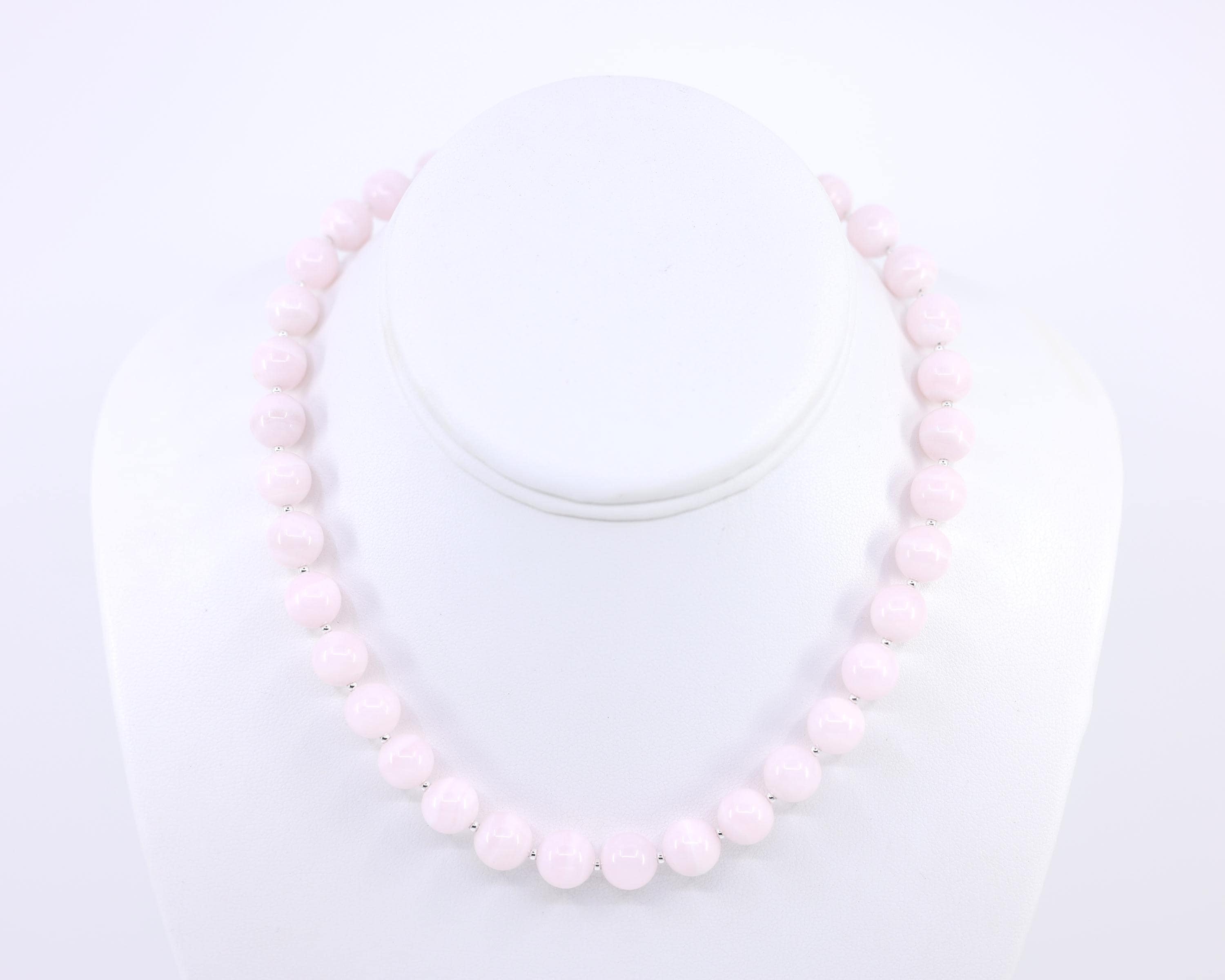 10mm Pink Mangano Calcite Necklace | Rare Aaa+ Peruvian Gemstone Beads | Sterling Silver Lobster Clasp | Feminine Elegant Jewelry