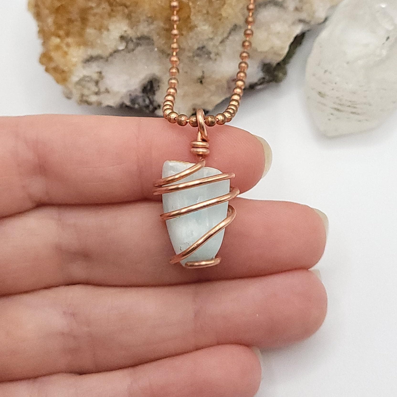 Caribbean Calcite Necklace In Copper: Energy & Creativity Crystal