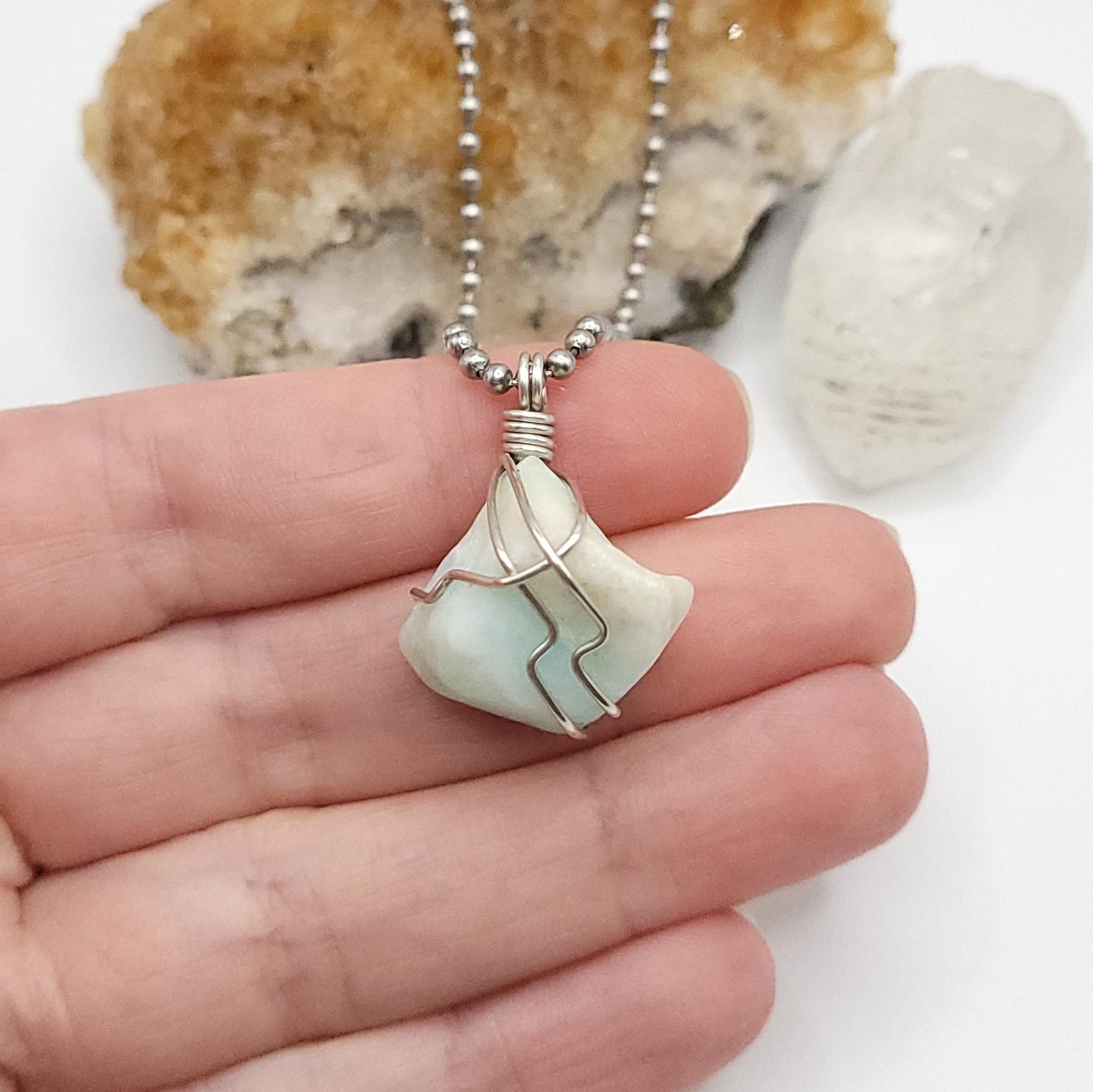 Caribbean Calcite Necklace In Silver: Energy & Creativity Crystal