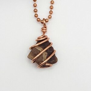 Chocolate Calcite Necklace In Copper: Grounding Crystal Jewelry Chocolate Calcite Necklace In Copper: Grounding Crystal Jewelry
