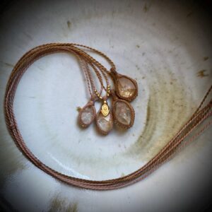 Calcite crystal macrame necklace, soft and warm energy, ethical sourced gemstone, handmined crystal, clear calcite, brass beads and charms Calcite crystal macrame necklace, soft and warm energy, ethical sourced gemstone, handmined crystal, clear calcite, brass beads and charms