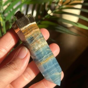 Large Statement Aquatine Lemurian Calcite Tower Necklace. Gold Plated .925 Sterling Silver Large Statement Aquatine Lemurian Calcite Tower Necklace. Gold Plated .925 Sterling Silver