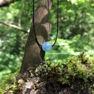 Lemurian Aquatine Calcite Choker: Minimalist Waxed Cord Necklace Lemurian Aquatine Calcite Choker: Minimalist Waxed Cord Necklace