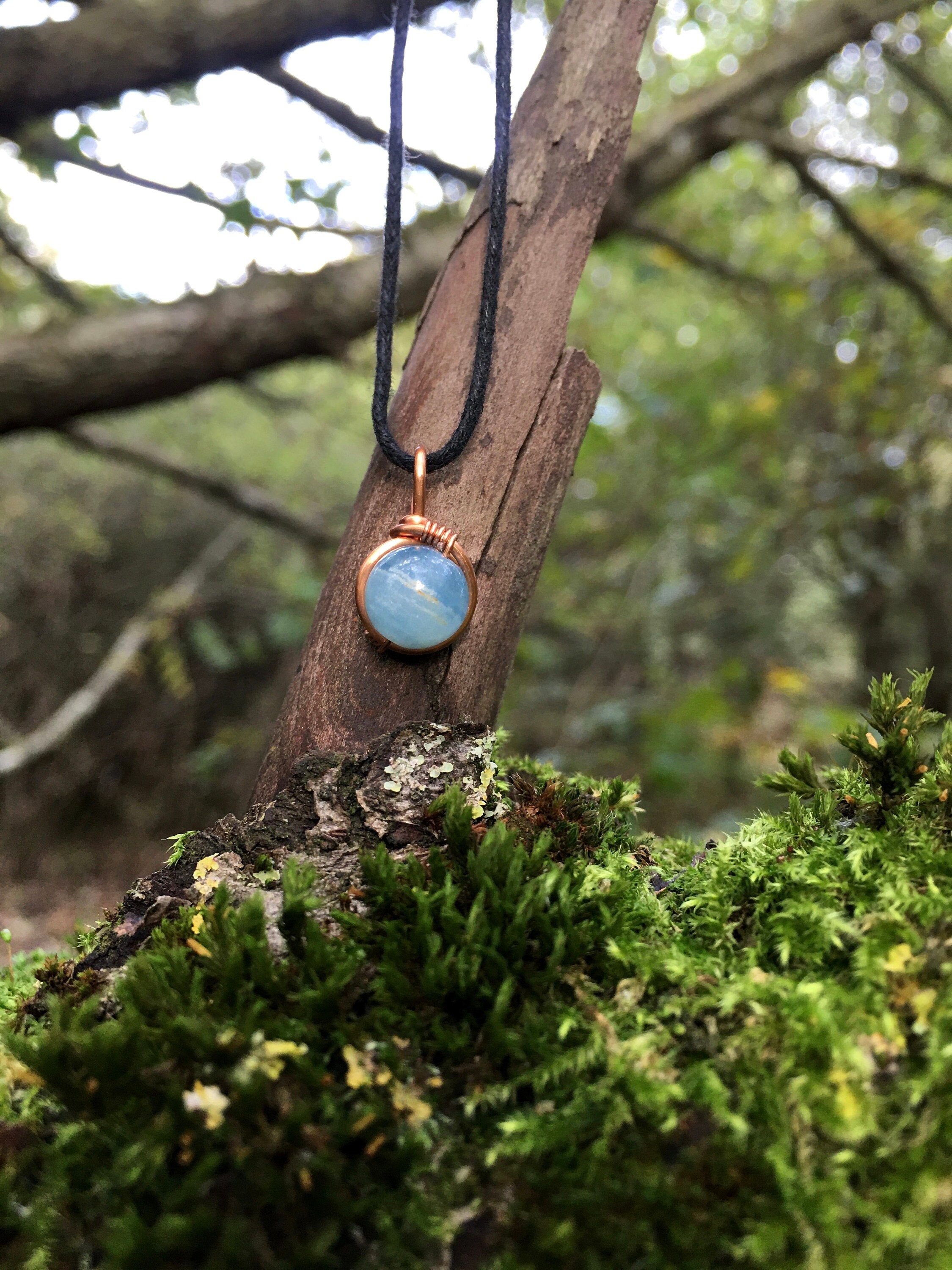 Lemurian Aquatine Calcite Necklace: Jewellery Gifts