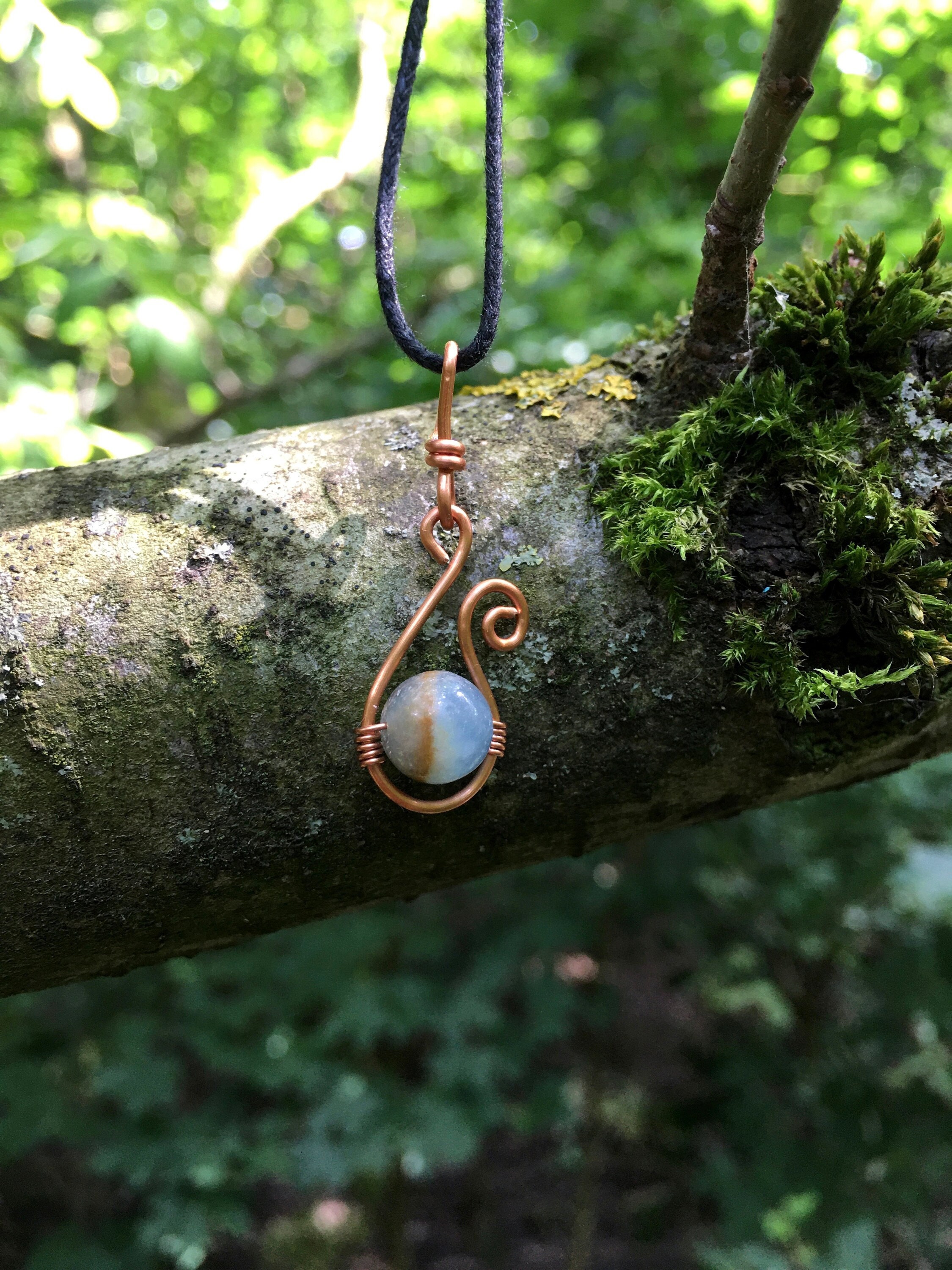 Lemurian Aquatine Calcite Necklace: Minimalist Jewellery, Jewelry Gifts