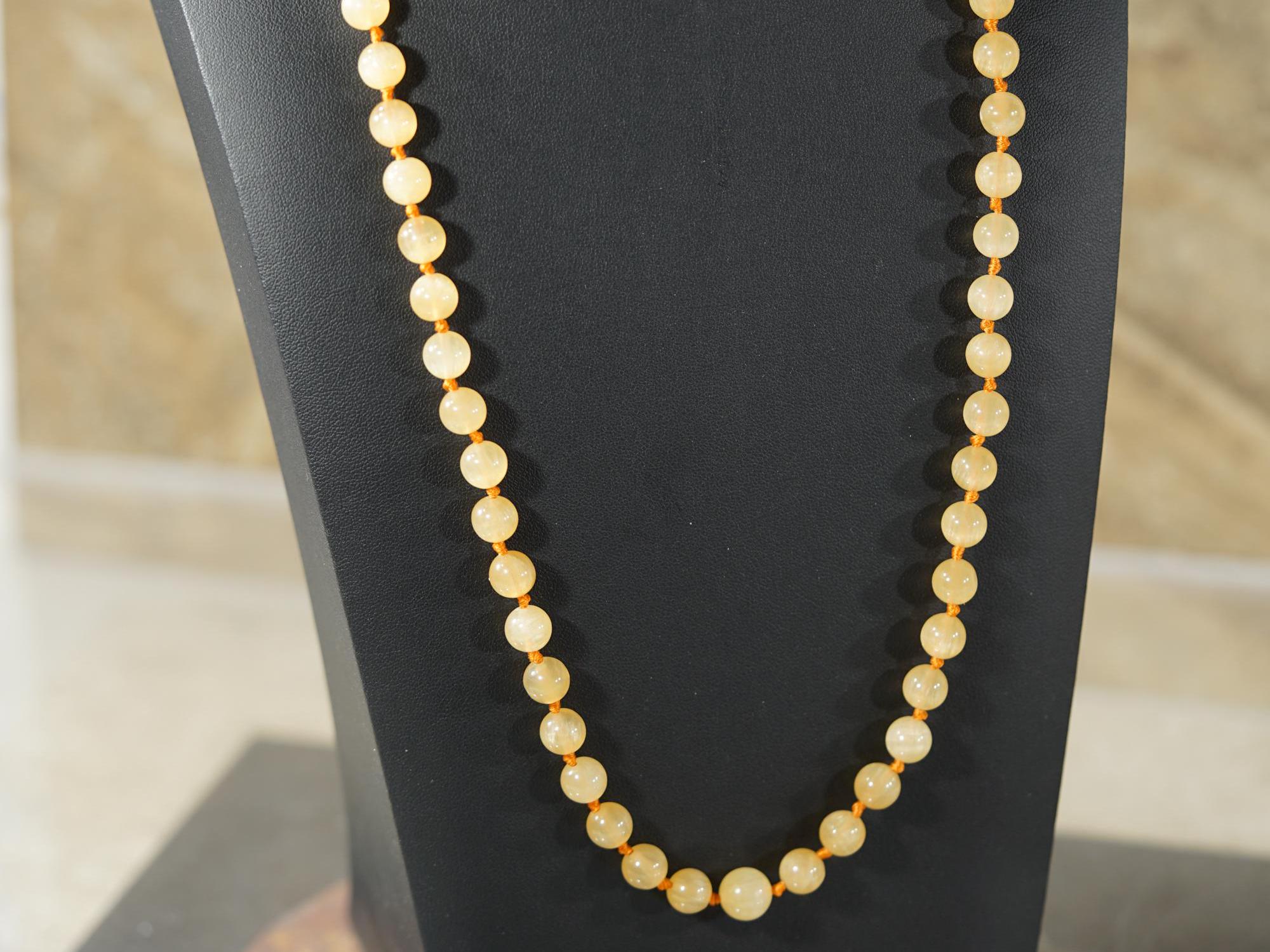 Lemurian Aquatine Calcite Necklace • Yellow Calcite Necklace • 6mm • 8mm • 24-50in • Ocean Jewelry • Mermaid Jewelry • Ag4973