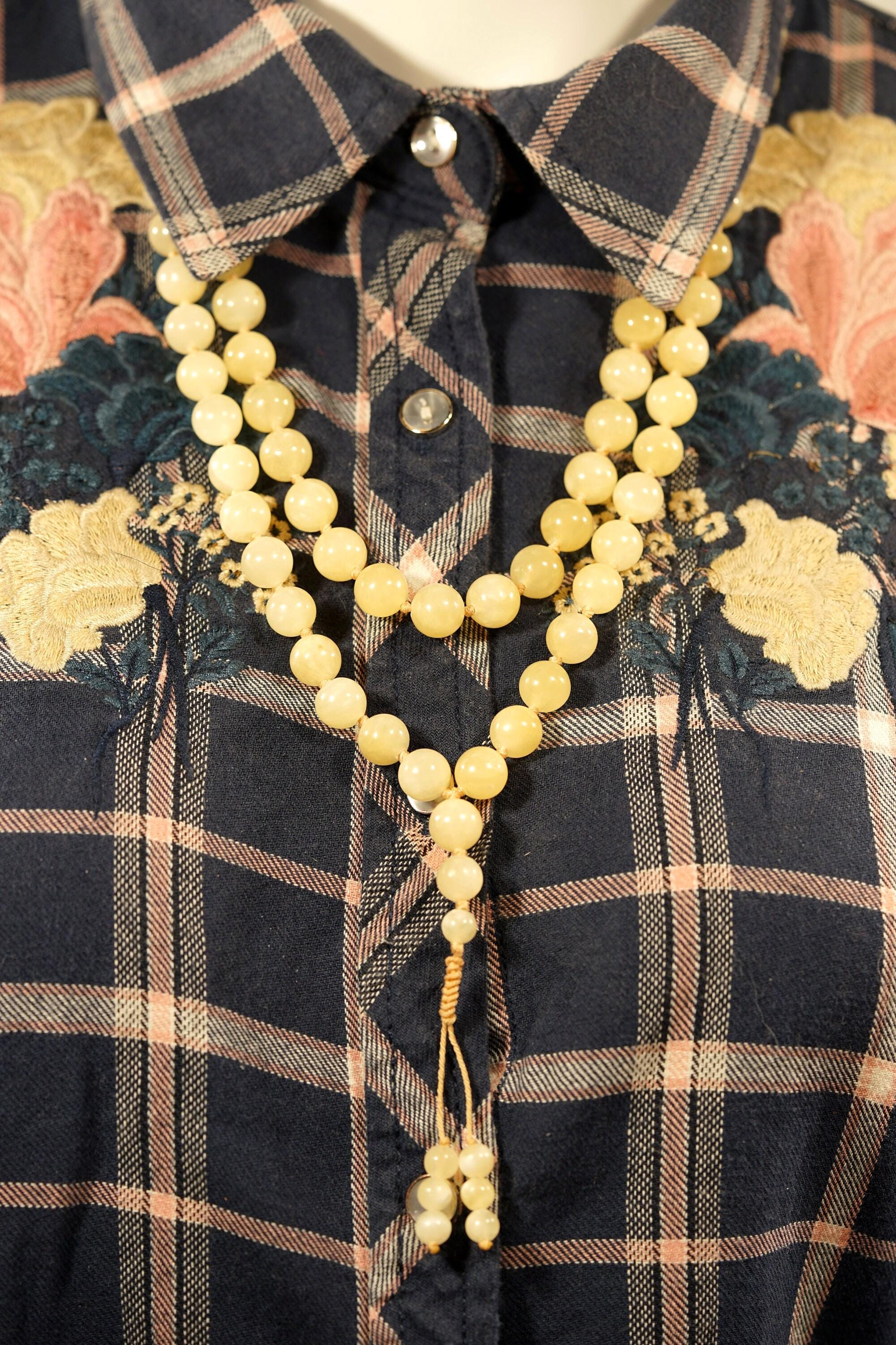 Calcite Mala Beads • Calcite Necklace • Yellow Mala Necklace • Beaded Tassel • Spiritual Jewelry • Meaningful Gift • 10mm • 2768