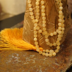Calcite Mala | Calcite Mala Necklace | Hand Knotted Mala | Tassel Mala | Mala For Energy Amplification | Necklace Against Negativity | 4552