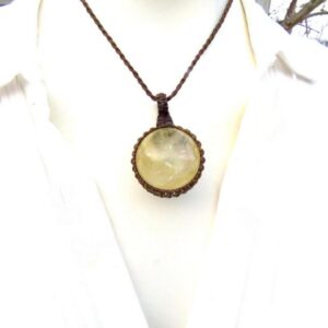 Yellow Calcite crystal sphere necklace, macrame necklace, gift ideas for the boho beauty, the zen seeker, the crystal lover, rock collector Yellow Calcite crystal sphere necklace, macrame necklace, gift ideas for the boho beauty, the zen seeker, the crystal lover, rock collector