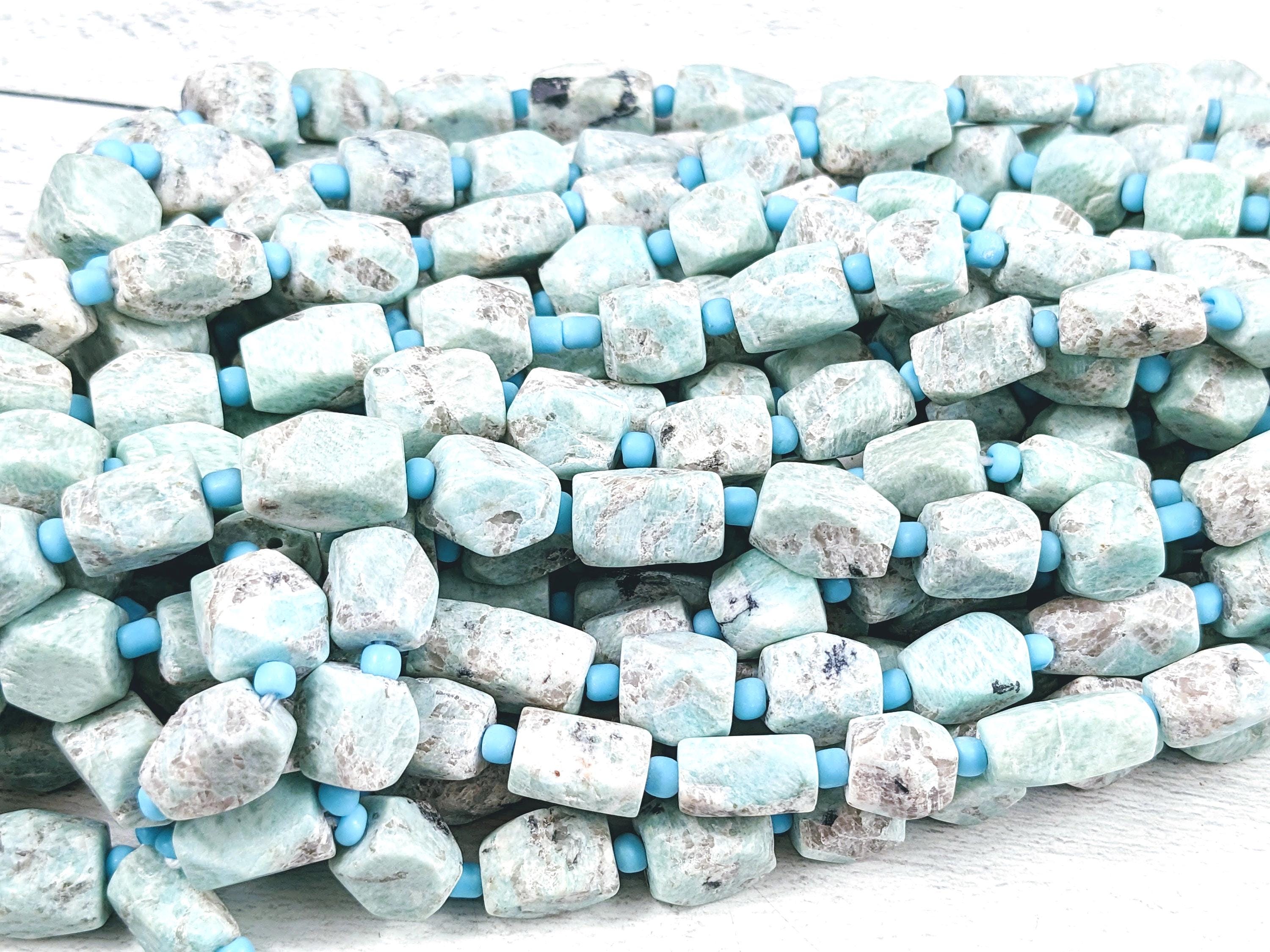 Blue Mix Calcite Gemstone Beads, Faceted Nugget, Square, Rectangle Approx. 30pcs. 16" Strand, 10-15mm, Matte Finish