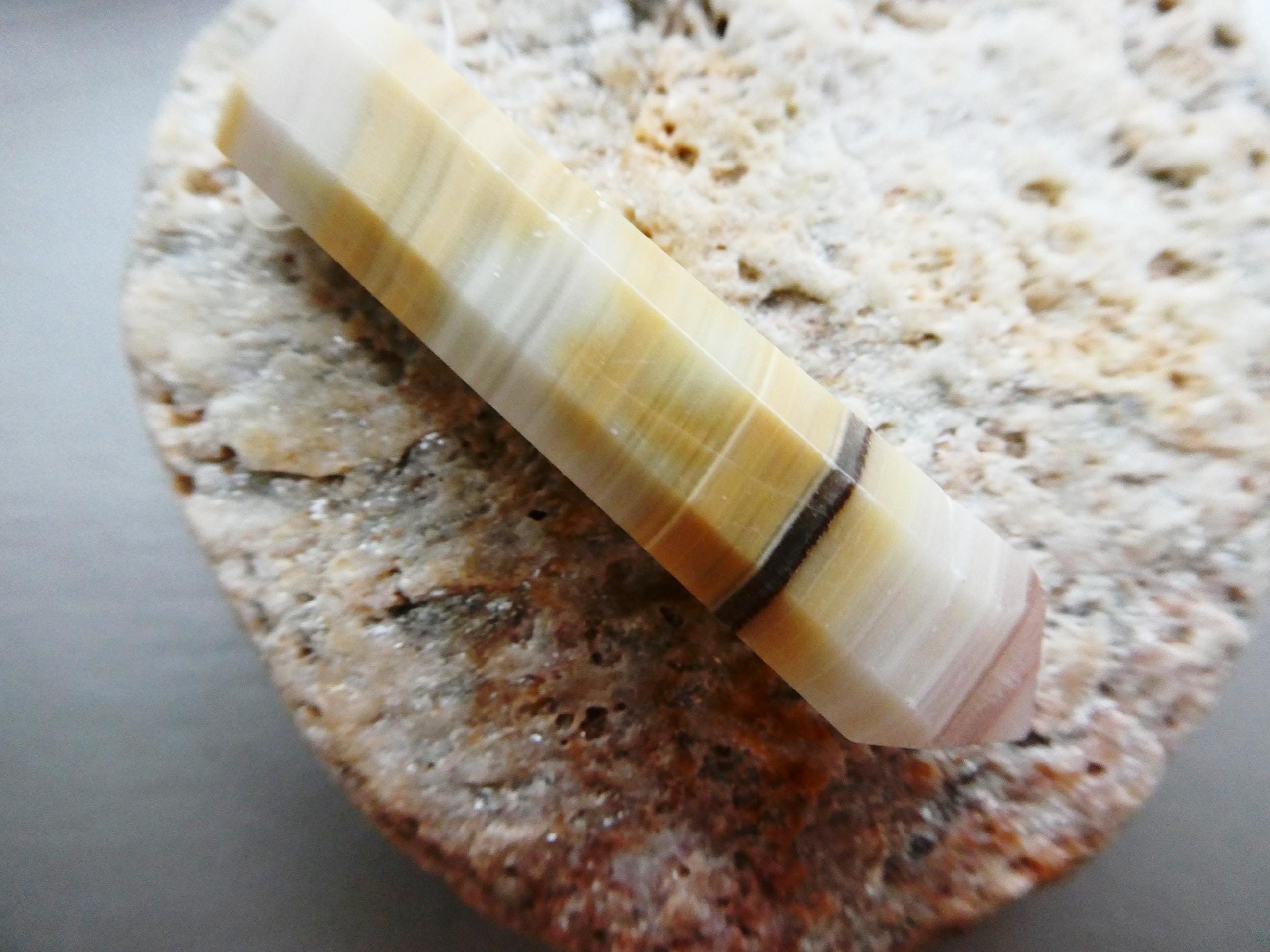 Green Brown Calcite 44mm Point Bead- 1 Pc Banded Gemstone-pendant Jewelry Making-craft Natural Beads