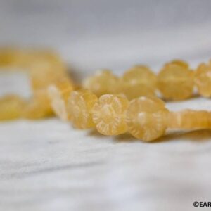 M/ Yellow Calcite 10mm Carved Flower Coin beads 16" strand Shade varies Natural gemstone beads for jewelry making