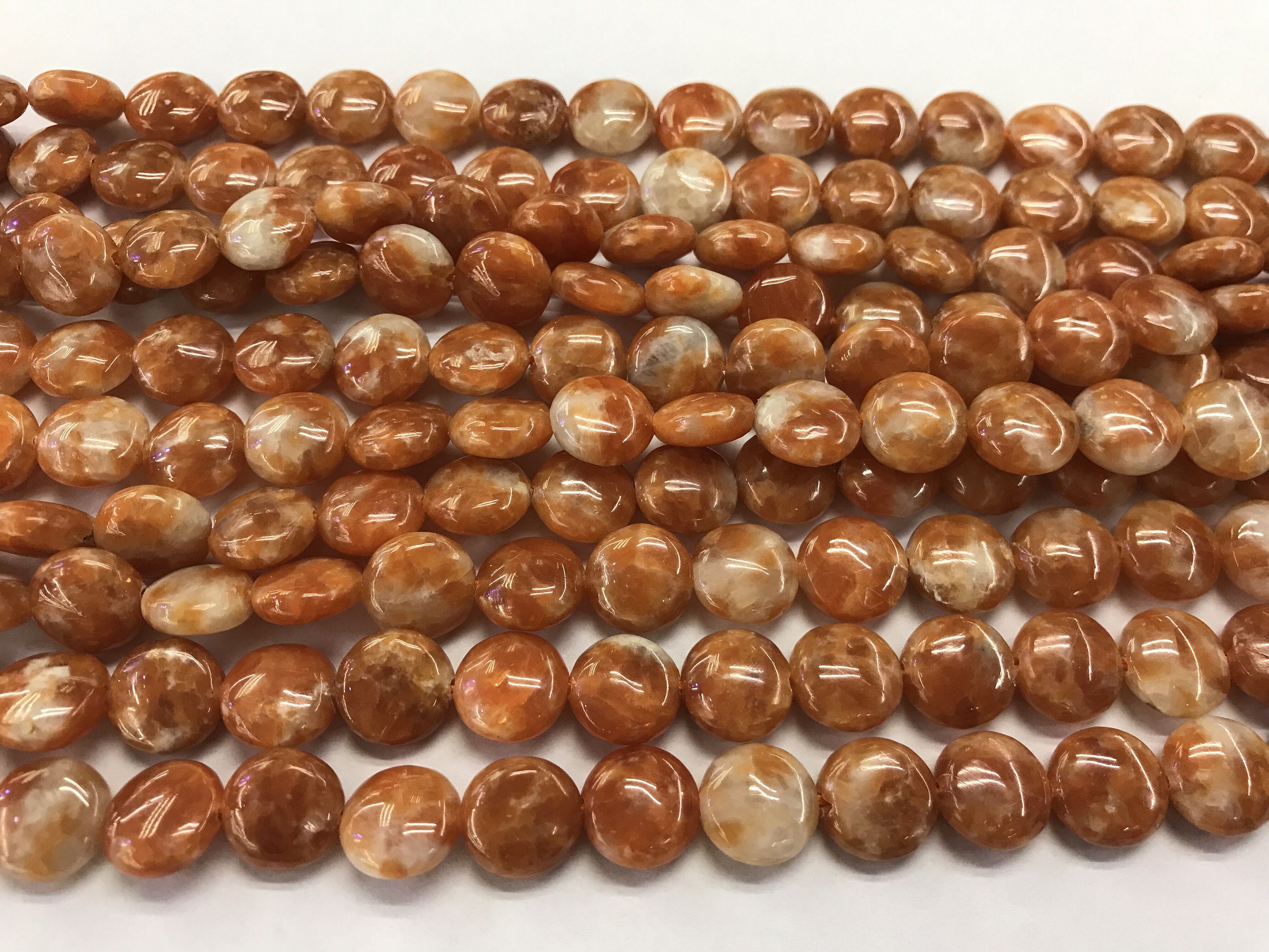 Natural Calcite 12mm Flat Round Orange Genuine Gemstone Loose Coin Beads 15 Inch Jewelry Supply Bracelet Necklace Material Support Wholesale