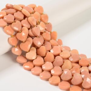 Natural Peach Calcite Faceted Heart Shape Beads Size 13x14mm 15.5'' Strand Natural Peach Calcite Faceted Heart Shape Beads Size 13x14mm 15.5'' Strand