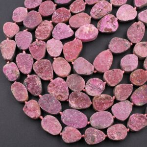 Natural Pink Cobalto Calcite Druzy Beads Hand Cut Freeform Oval Teardrop 15.5" Strand Natural Pink Cobalto Calcite Druzy Beads Hand Cut Freeform Oval Teardrop 15.5" Strand