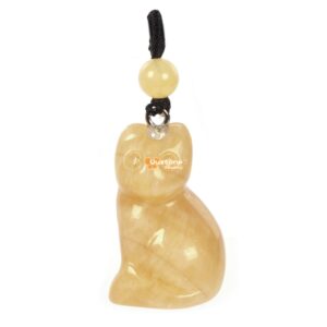 30mm Natural Calcite Carved Cat Cute Animal Pendant Bead Jewelry Making DIY Bead