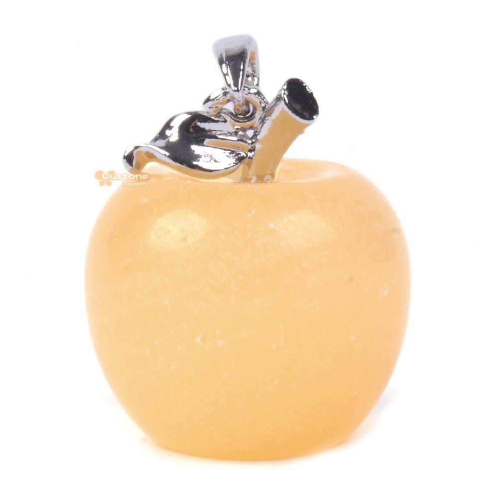 Carved Natural Calcite Gemstone Cute Exquisite Apple Pendant Fashion Gift Jewelry Making