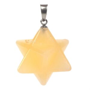 Carved Natural Calcite Gemstone Merkaba Star Crystal Energy Healing Sacred Focal Pendant