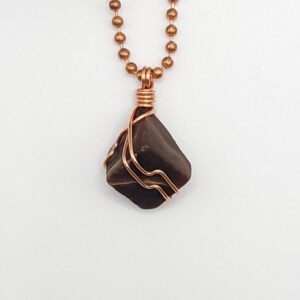 Chocolate Calcite Necklace In Copper: Stress Relief & Balance Pendant