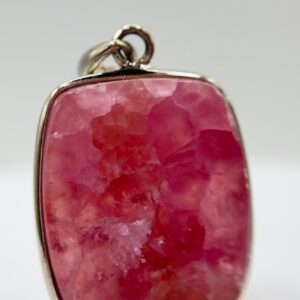Cobalto Calcite Silver Pendant Pink Crystal Gemstone Necklace Natural Stone Unique Jewelry Gift