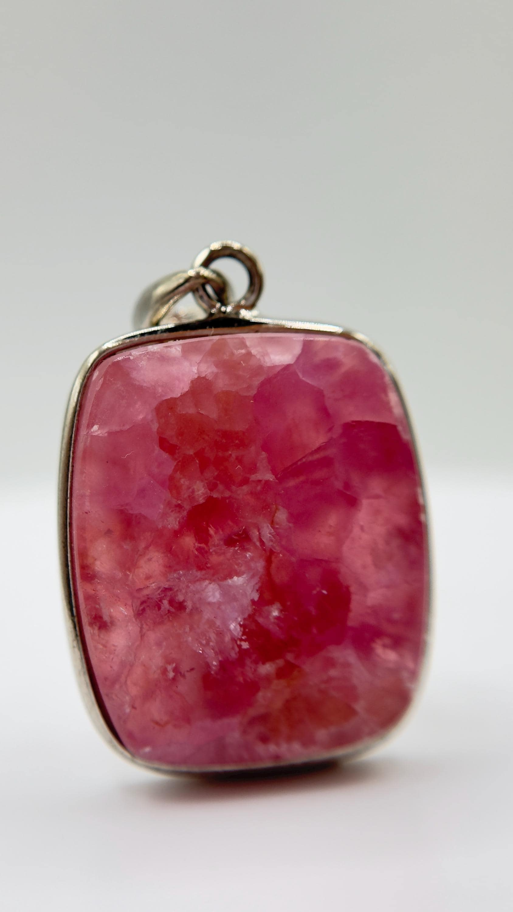 Cobalto Calcite Silver Pendant Pink Crystal Gemstone Necklace Natural Stone Unique Jewelry Gift
