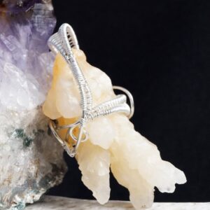 Handmade Sterling Silver Wire Wrapped Calcite Pendant