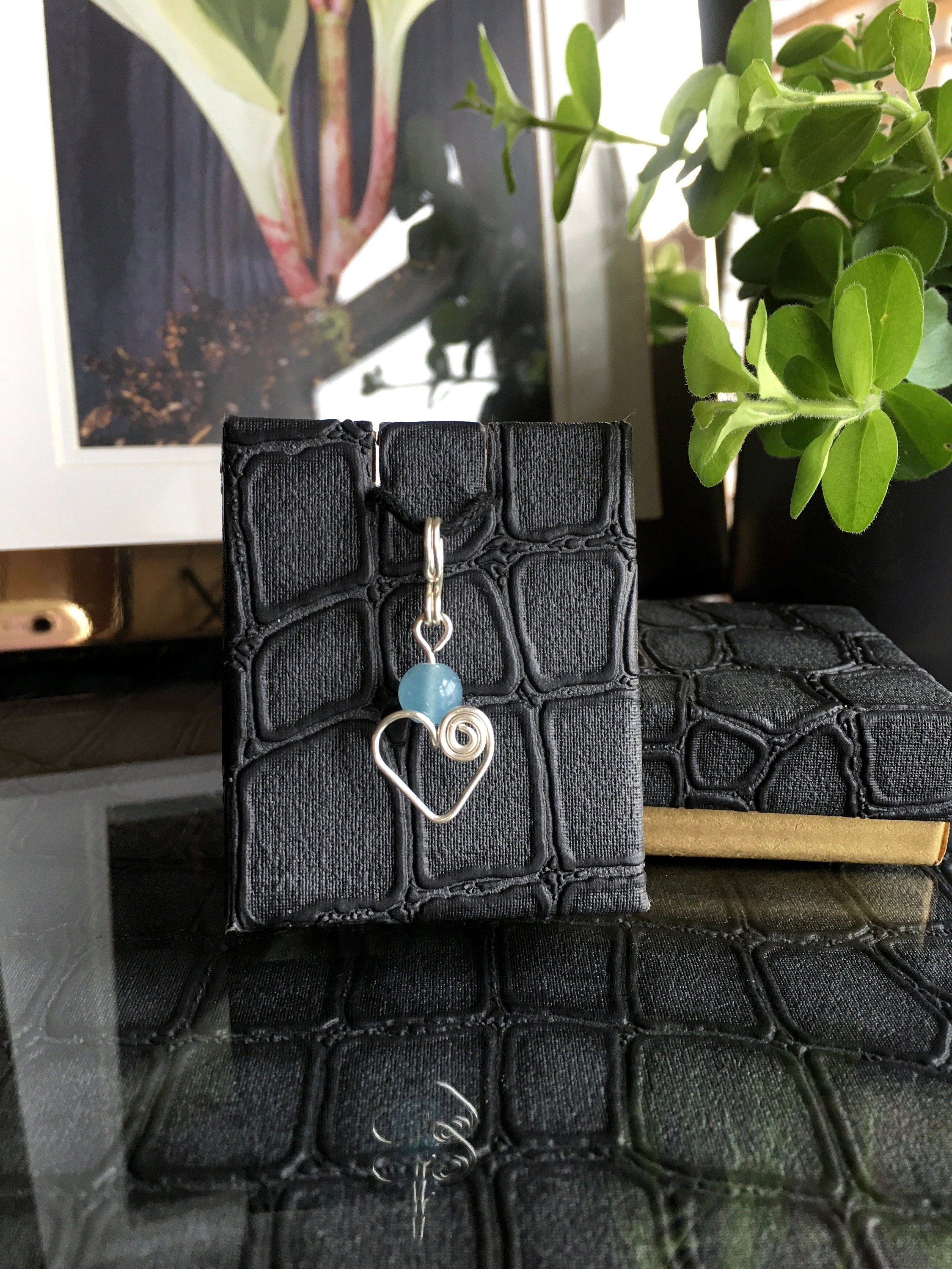Lemurian Aquatine Calcite Choker: Minimalist Heart Pendant