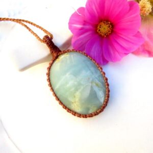 Macrame Jewelry, Caribbean Calcite Macrame Necklace, Christmas Gift Ideas For Her, Transformational, Gift Idea, Crystal Pendant, Aqua Blue