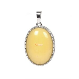 Natural Calcite Gemstone Smooth Cab Crystal Pendant Copper Plating Silver Oval Pendant