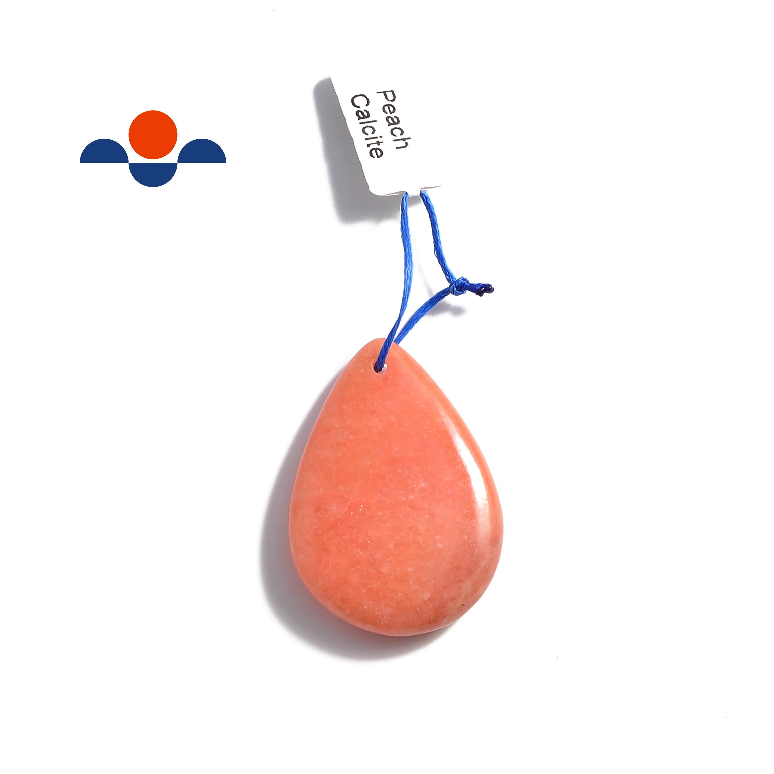 Peach Calcite Pendant Teardrop Or Irregular Shape Approx 30x40mm