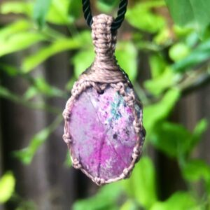 PINK COBALT CALCITE pendant, pink cobaltoan calcite, pink necklace, macrame gemstone necklace, macrame stone necklace, surfer necklace men