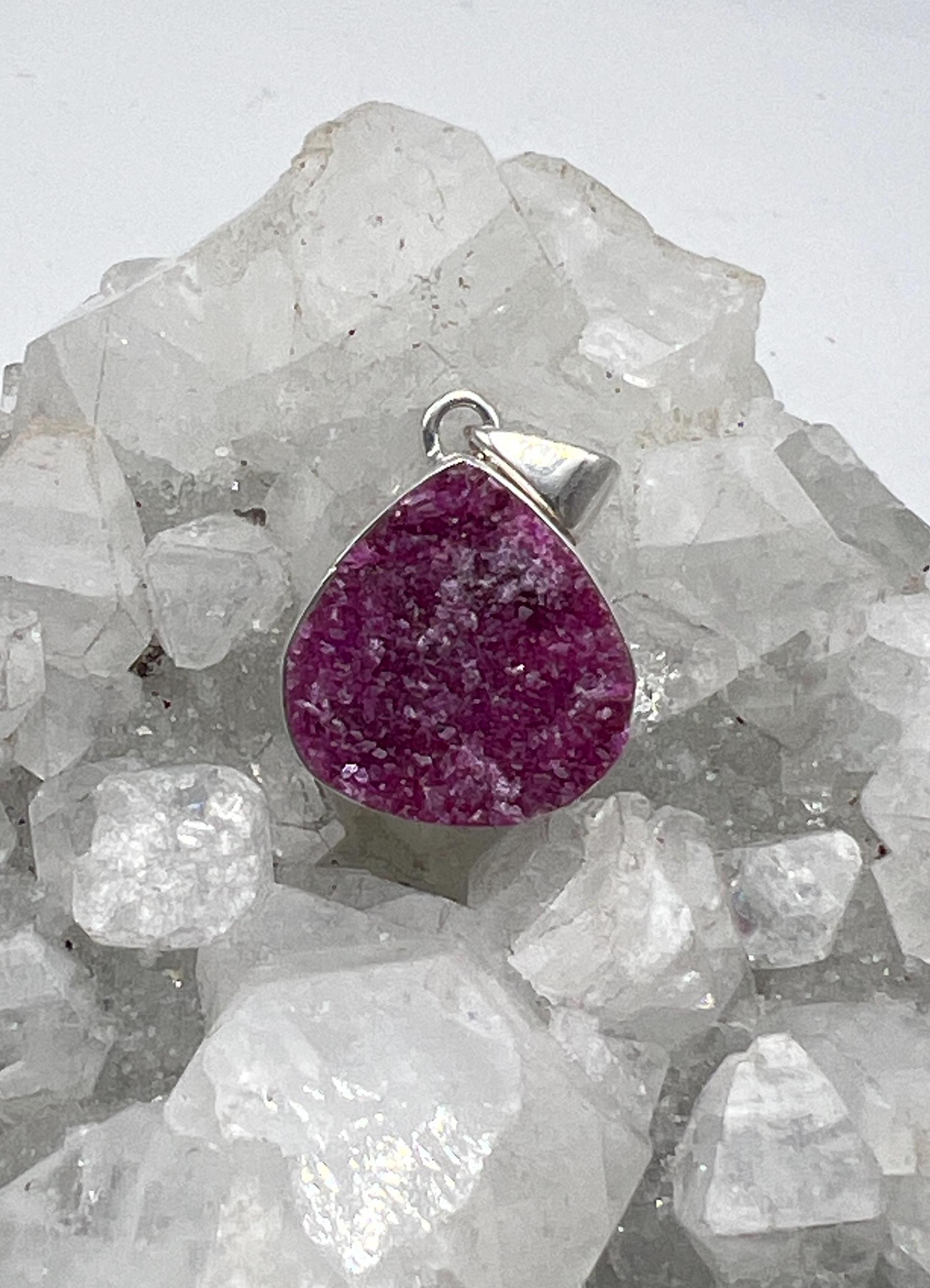 Pink Cobalto Calcite Crystal Pendant