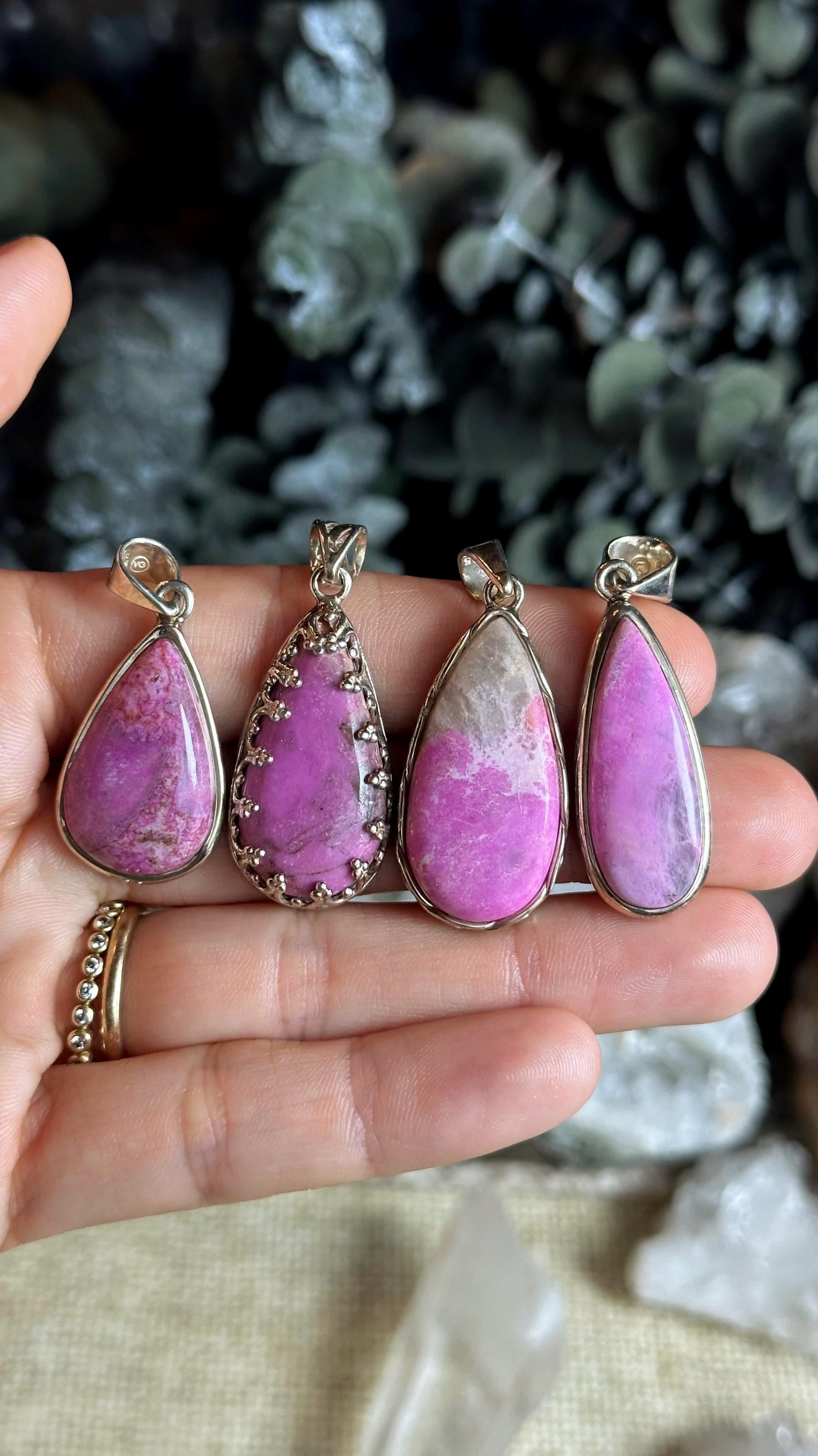 Pink Cobalto Calcite Pendant Necklace: .925 Sterling Silver, 18" Chain