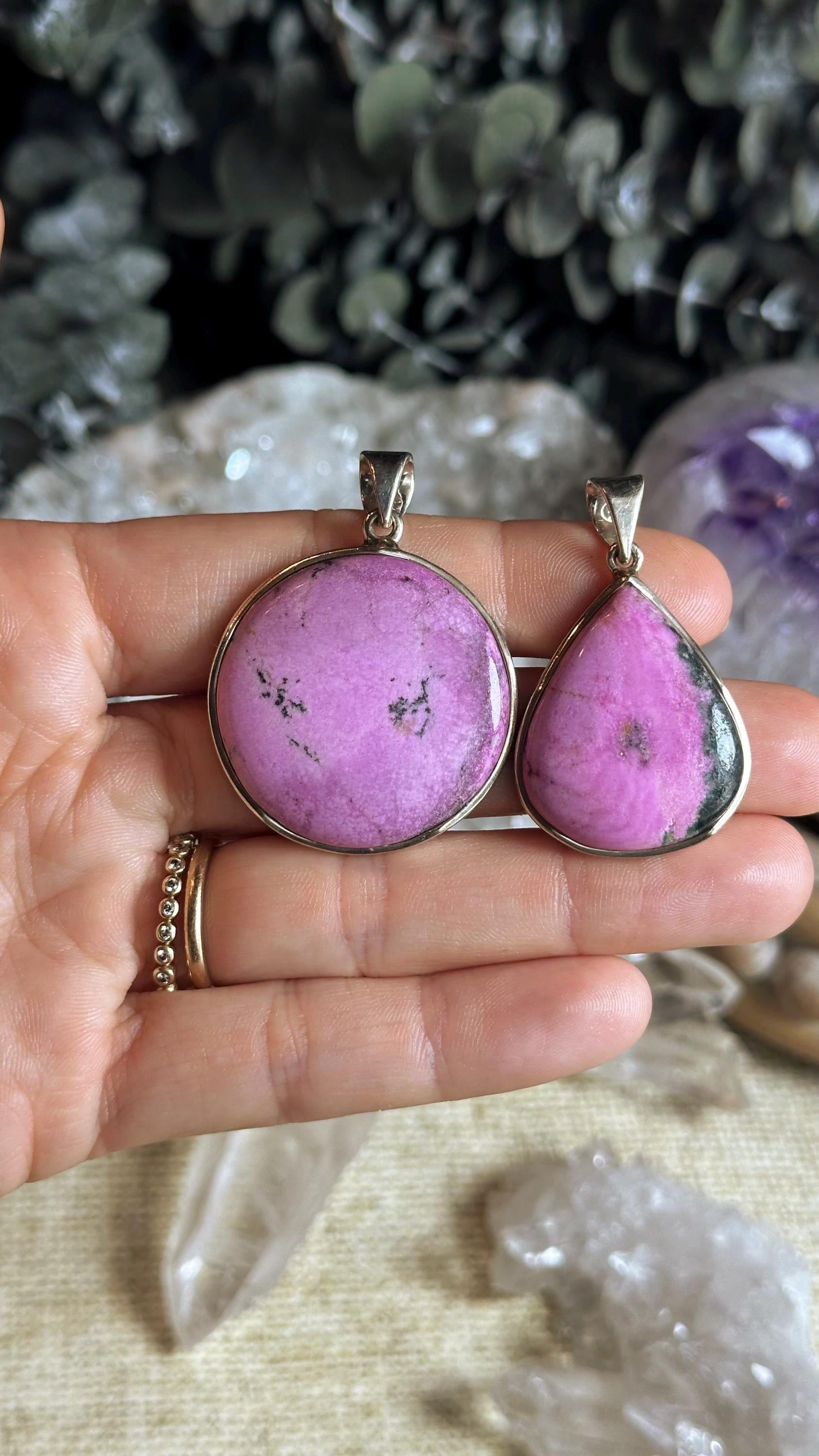 Pink Cobalto Calcite Pendant Necklace: .925 Sterling Silver